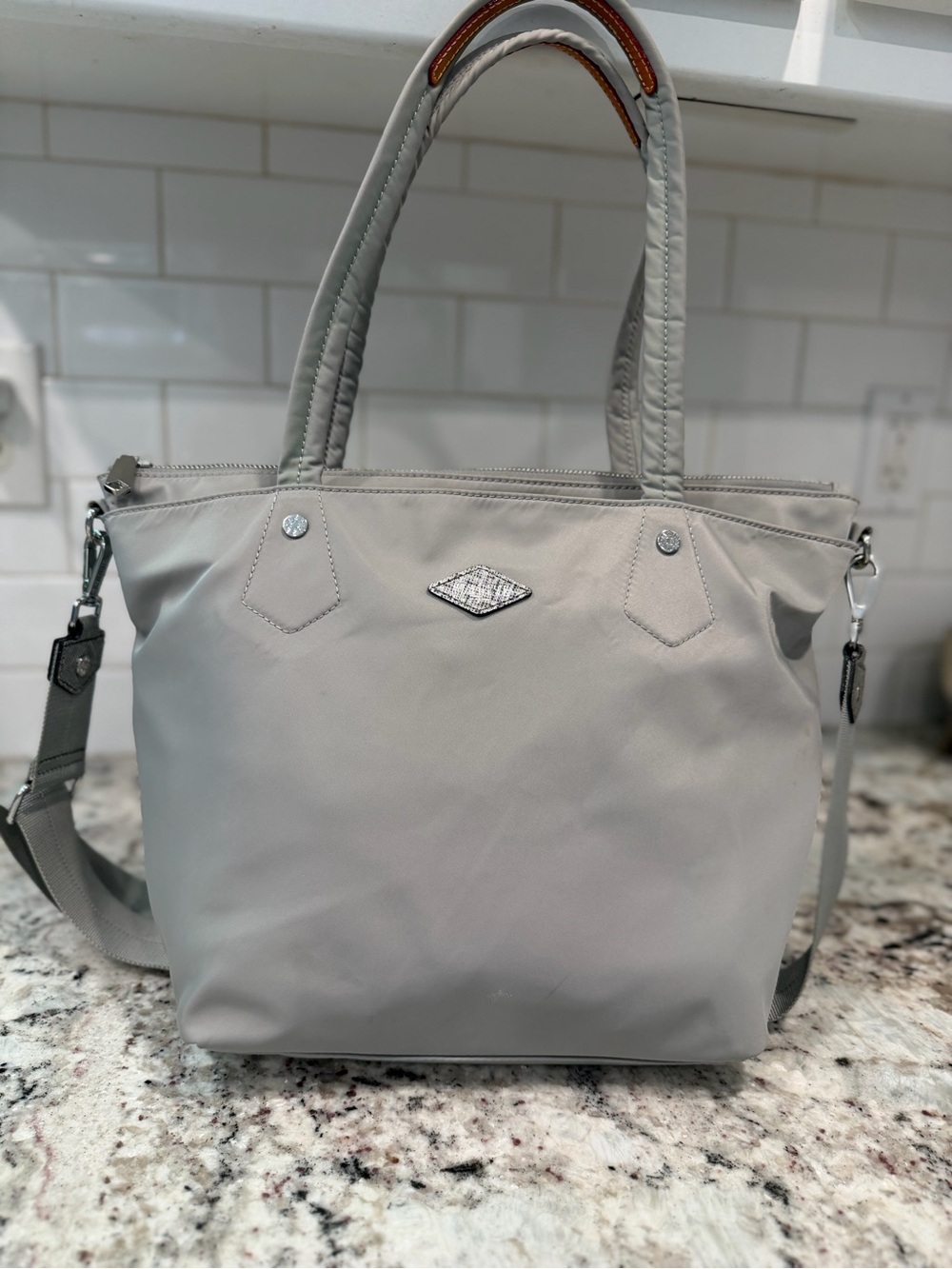Light Gray Women’s Tote Bag with Convertible Strap